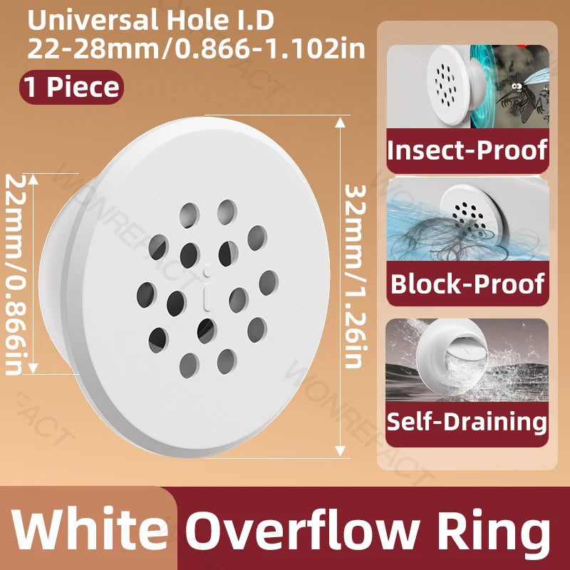 Silicone Overflow Ring Cover for Bathroom Sink & Washbasin Bathroom Sink Accessory Nixie WHITE