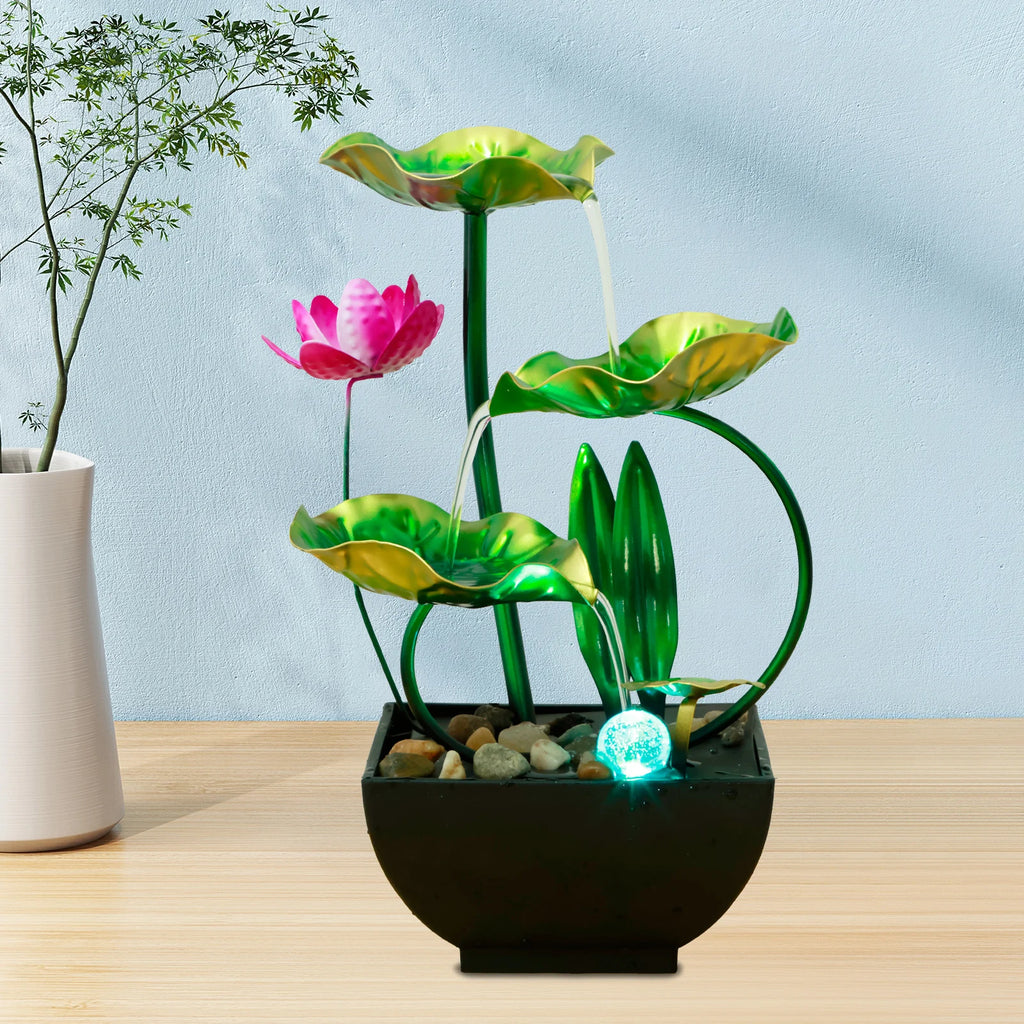Tabletop Water Fountain with LED Ring Light | Zen Desk Decor Tabletop Water Fountain Nixie