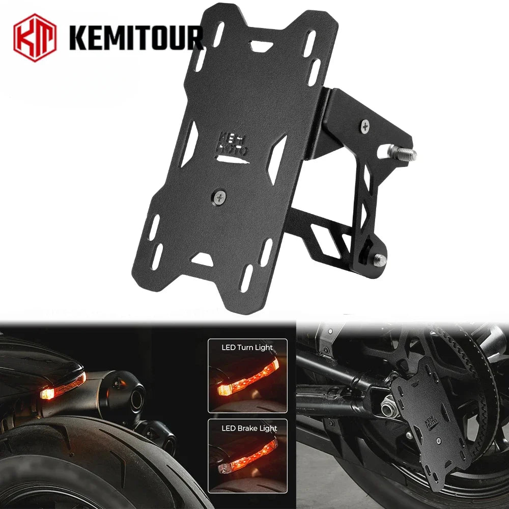 Side Mount License Plate Holder LED Light – Sportster S RH1250 Motorcycle License Bracket Nixie