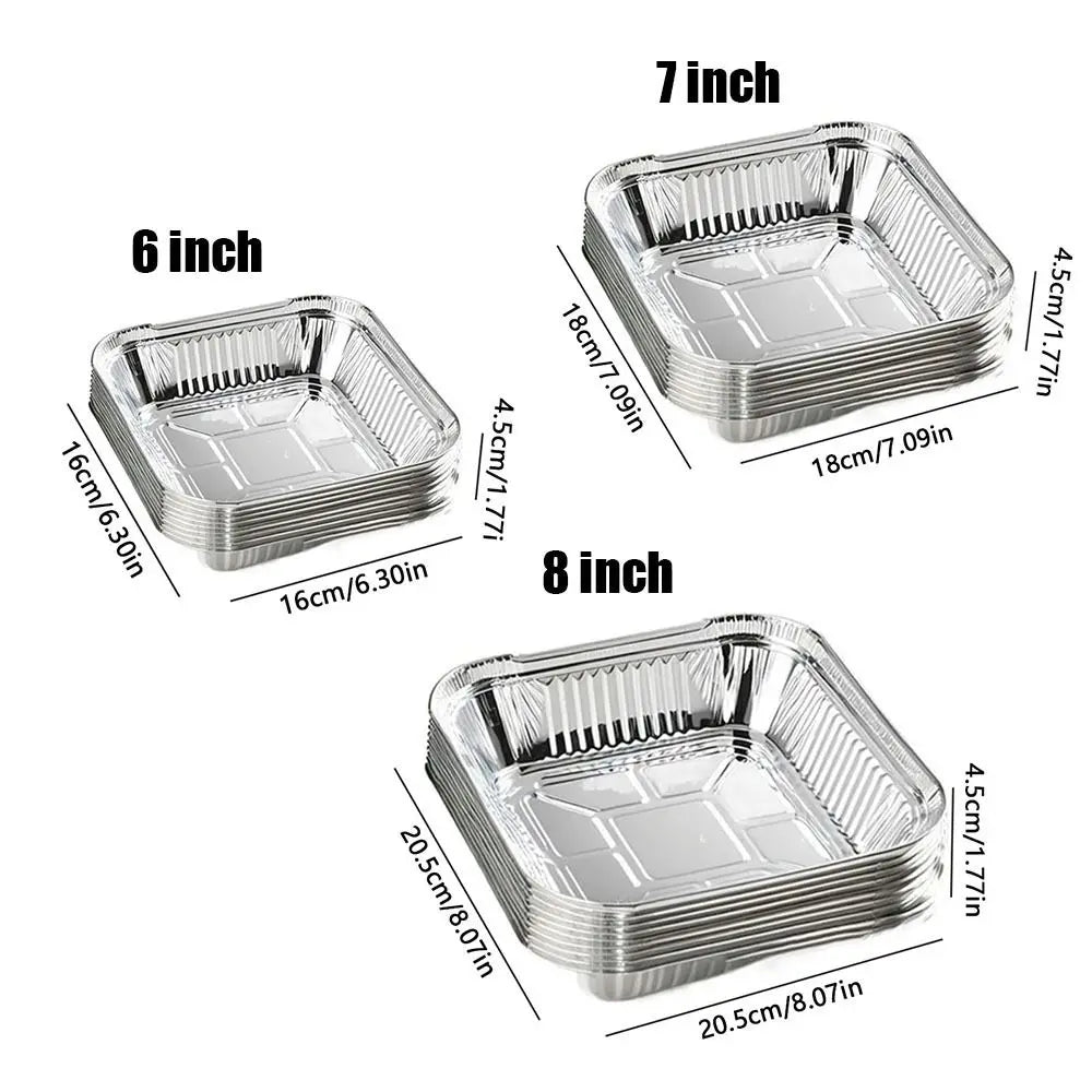 10Pcs Aluminum Foil Trays 6/7/8 Inch Non-Stick Air Fryer Oven Aluminum Baking Tray Nixie