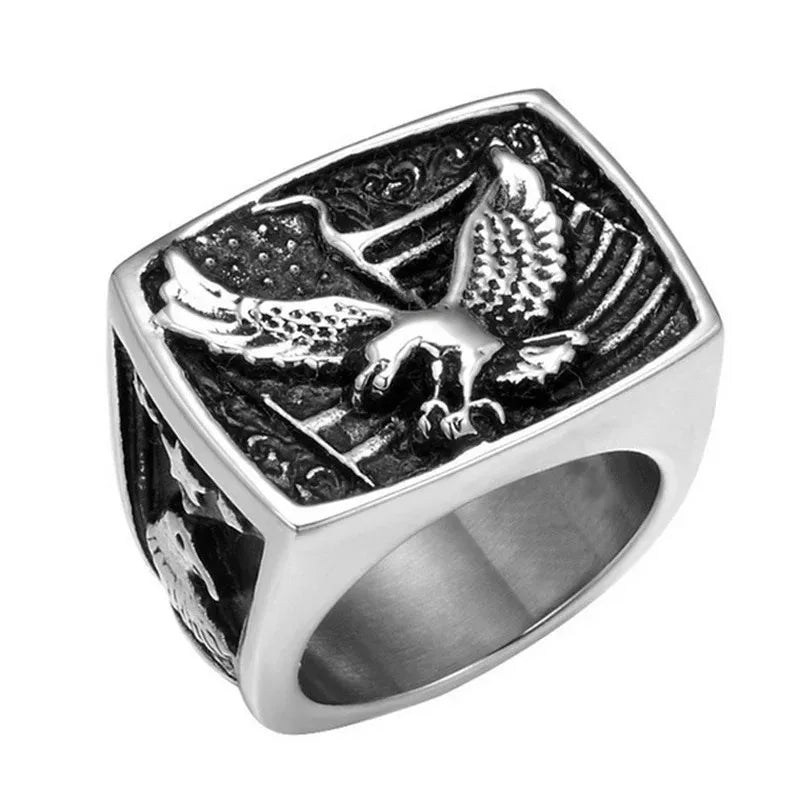 Men's Antique Alloy Punk Statement Ring – Sizes 7–11 Fashion Statement Ring Nixie 8 Silver