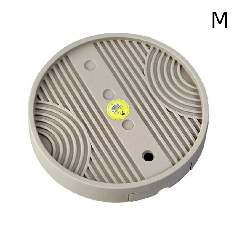 Round Caster Flower Pot Tray with Drainage – 3 Sizes Plant Caster Tray Nixie M Gray