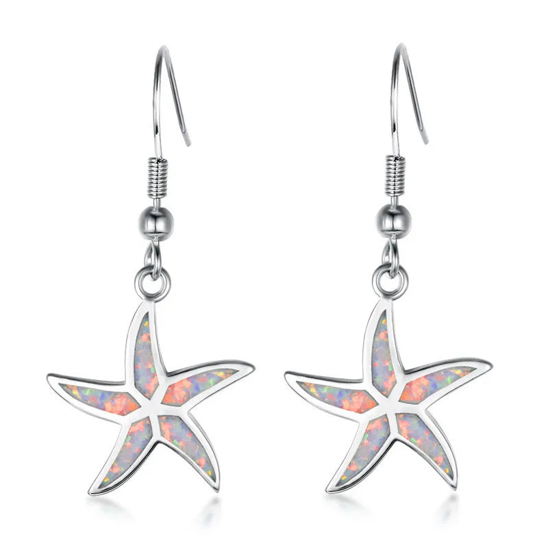 Crystal Starfish Dangle Earrings – Vintage Geometric Fashion Dangle Earrings Nixie Blue