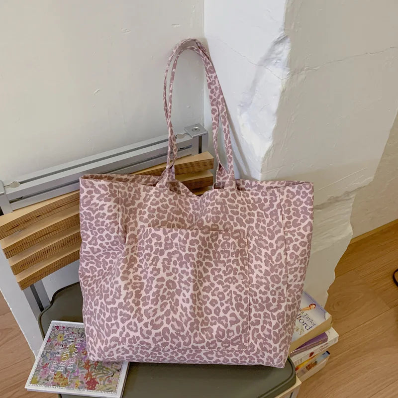 Leopard Print Canvas Tote Bag – Large Capacity Women's Bag Canvas Tote Bag Nixie