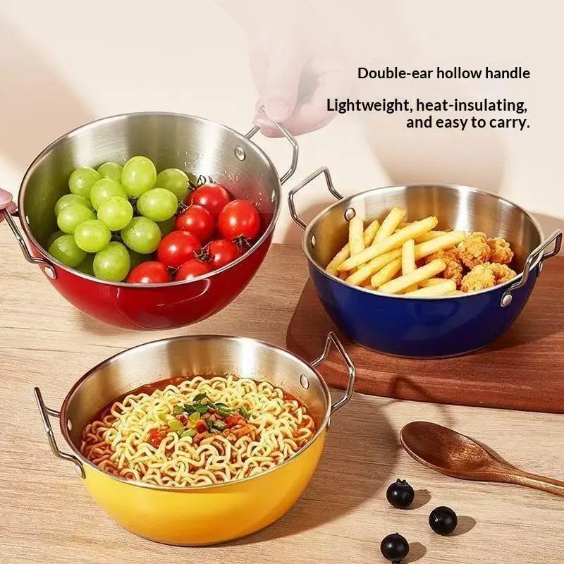 Stainless Steel Dual Handle Bowl | Colored 17cm Serving Bowl