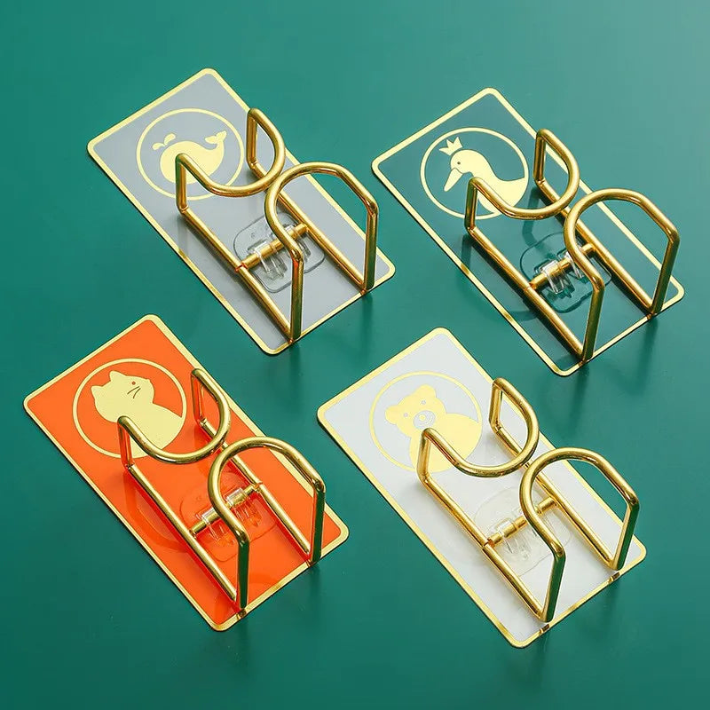No-Drill Cartoon Wall Hook Washbasin Storage Rack | Stainless