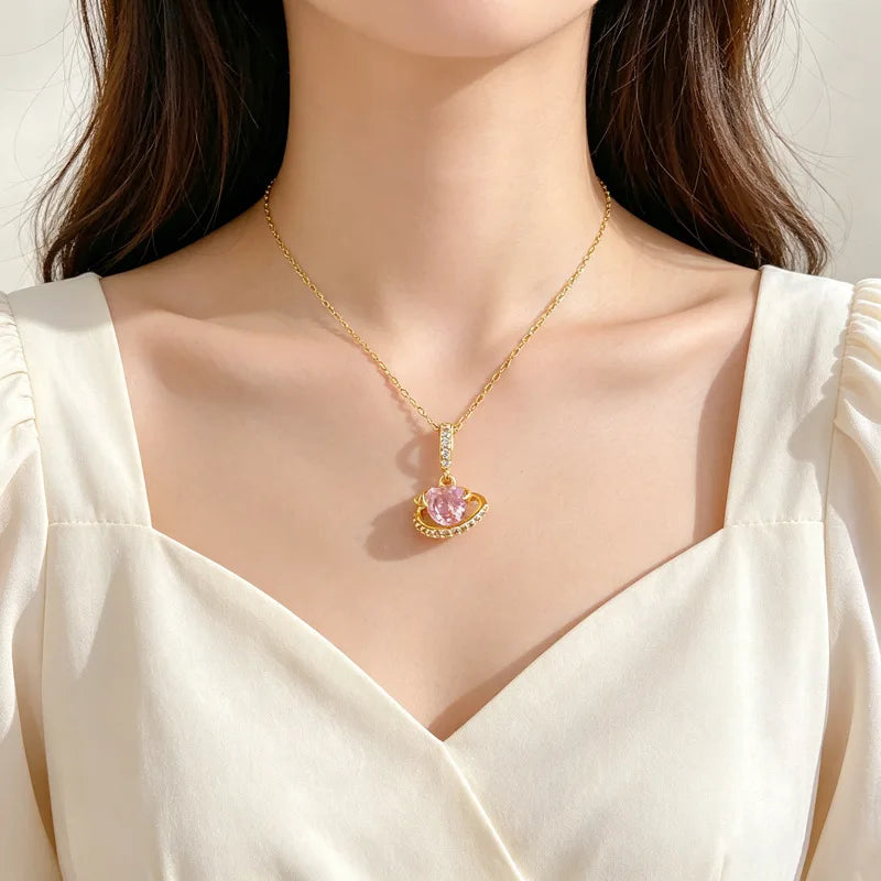 Women's Gold Heart Pendant Necklace – Stainless Steel Choker Pendant Necklace Nixie