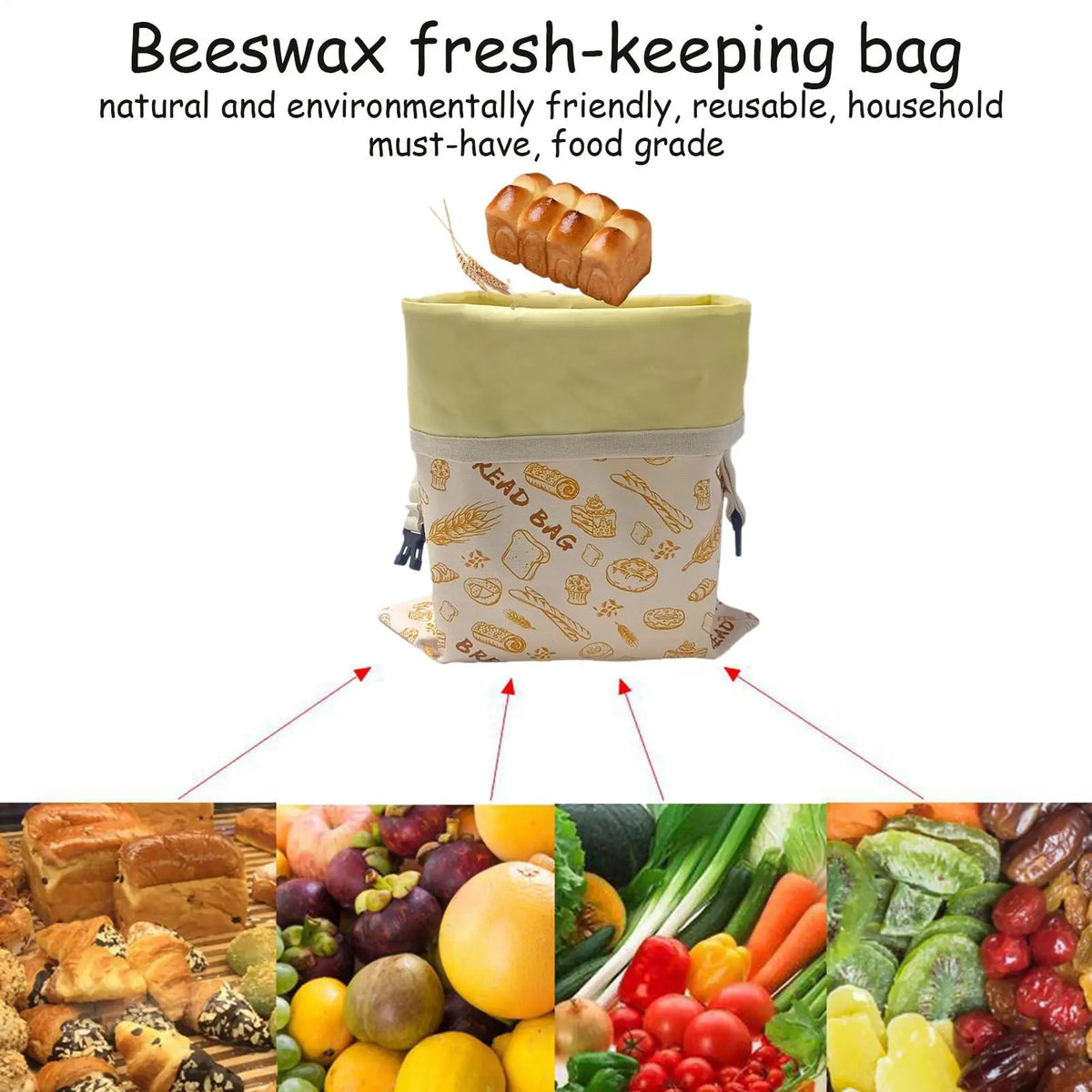 Reusable Beeswax Bread Bag – Fresh Loaf Storage Pouch Bread Storage Bag Nixie