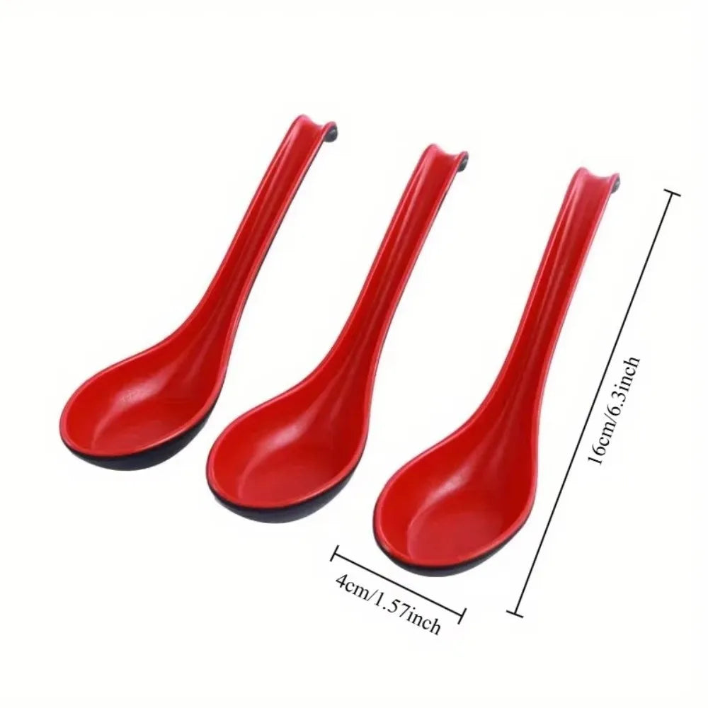 Bicolor Plastic Soup Spoons – Heat-Resistant Long Handle Kitchen Soup Spoon Nixie
