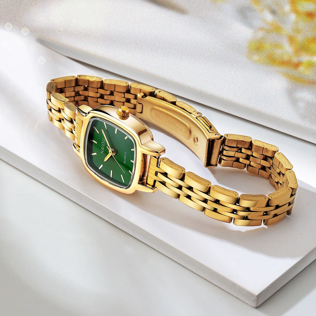 Naidu Gold Stainless Steel Quartz Watch – Business Style Quartz Wrist Watch Nixie