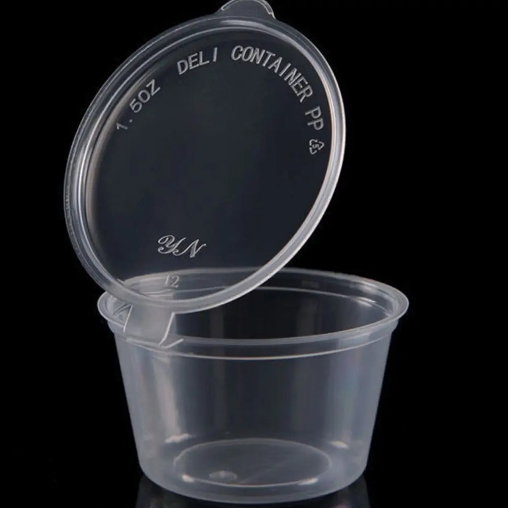 50pcs Leak-Proof Sauce Cups with Hinged Lids | Clear Containers