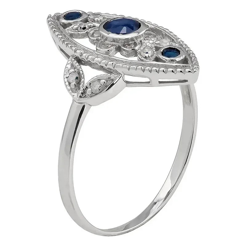 Vintage Silver Blue Zircon Ring – Antique Style | Sizes 6–10 Fashion Ring Nixie