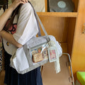 Nixie Large-Capacity Striped Polka Dot Shoulder Boston Bag Shoulder Bag Nixie White