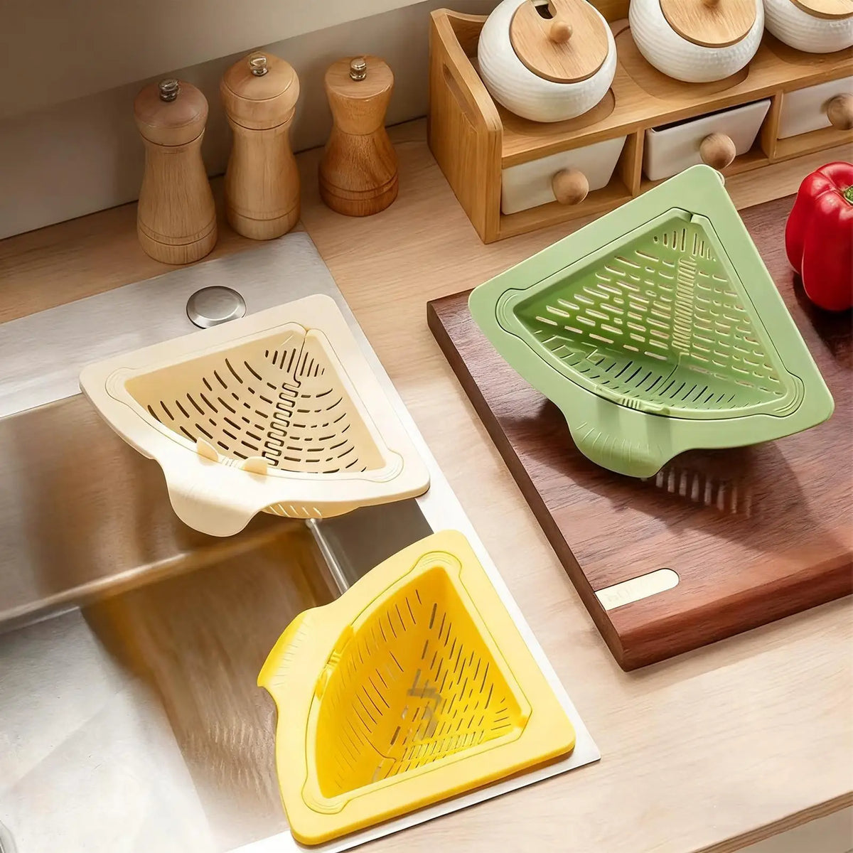 Magnetic Corner Sink Drain Strainer & Sponge Holder
