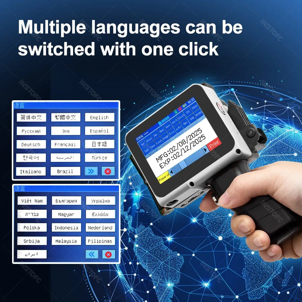 INSTOFC Handheld Inkjet Printer 12.7mm – Barcode & Date Coder