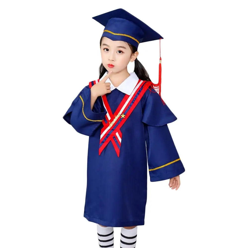 Kids Graduation Gown & Mortarboard Hat Set | Kindergarten Kids Graduation Gown Nixie