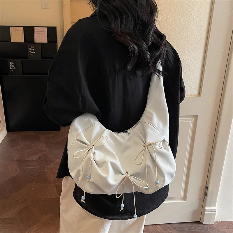 Korean Bow Nylon Shoulder Bag – Large Capacity Women's Bag Women's Shoulder Bag Nixie