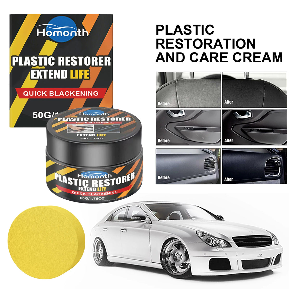 50g Car Plastic Restorer & Trim Restoration Kit – Non-Greasy Automotive Trim Restorer Nixie
