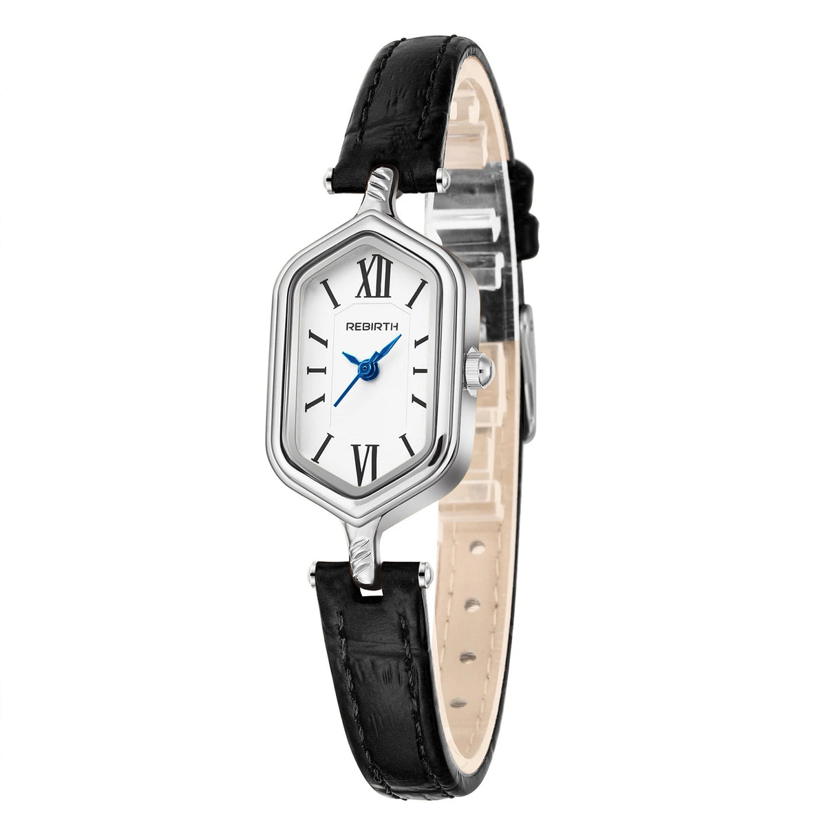 REBIRTH Women's Retro Gold Quartz Watch – Barrel Dial & Leather Strap Women's Quartz Watch Nixie