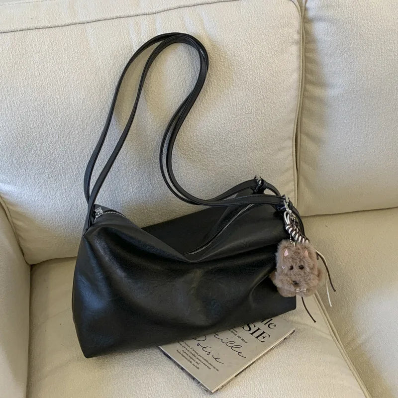 Nixie Vintage Brown Large Capacity Women's Shoulder Tote Bag Women's Shoulder Bag Nixie BB-585-Black (no pen Extra Large