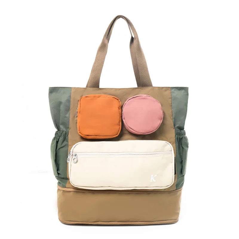 Nixie Two-Tone Foldable Travel Bag – Large Unisex Tote Foldable Shoulder Tote Nixie