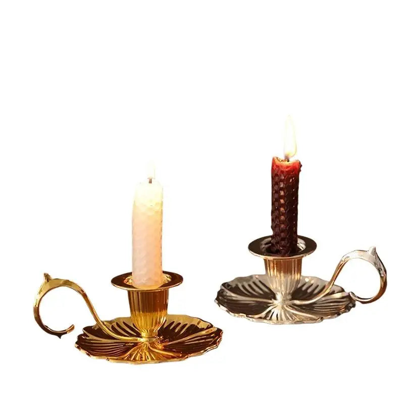 Retro Teacup Metal Chamberstick Candle Holder with Handle Chamberstick Candle Holder Nixie