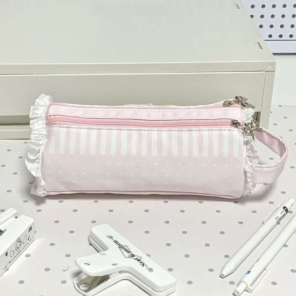 Kawaii Lace Ruffle Pencil Case Large Capacity Stationery Pouch Pencil Case Pouch Nixie