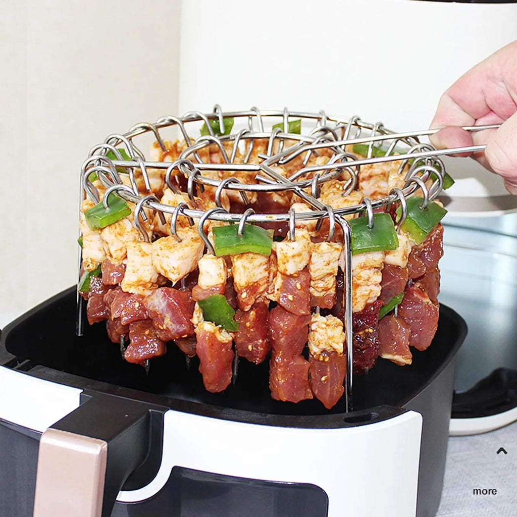 Air Fryer Skewer Grill Rack – Vertical BBQ Stainless Steel Air Fryer Skewer Rack Nixie