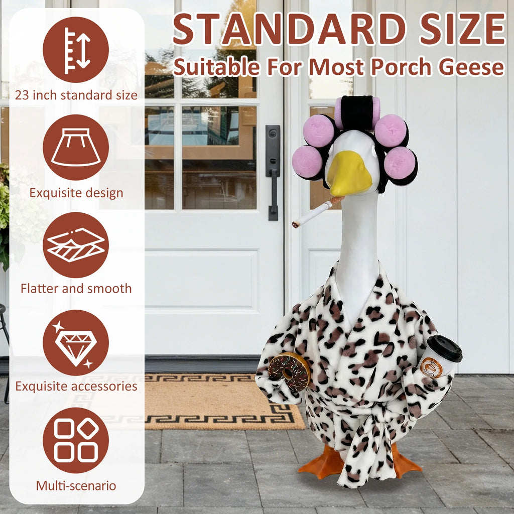 Lady Porch Goose Outfits – 6 Bathrobe & Dress Styles for 23" Statues Goose Statue Costume Nixie