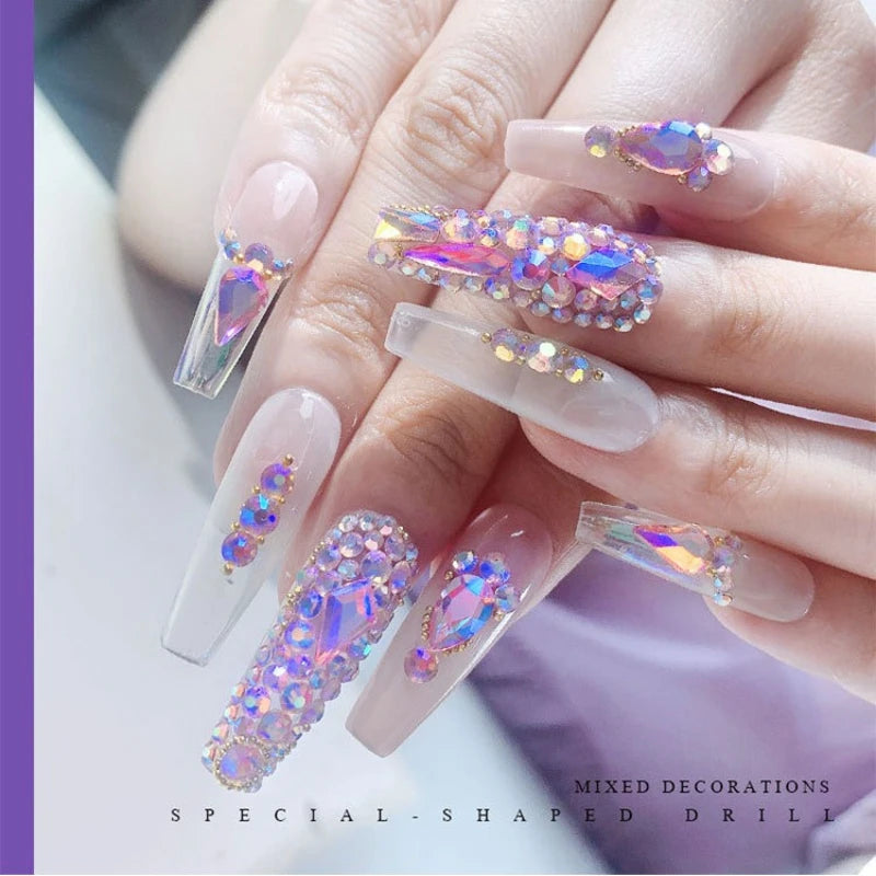 12-Grid Nail Art Rhinestone Kit – 120pc Flat Back Glass Gems Nail Art Rhinestones Nixie