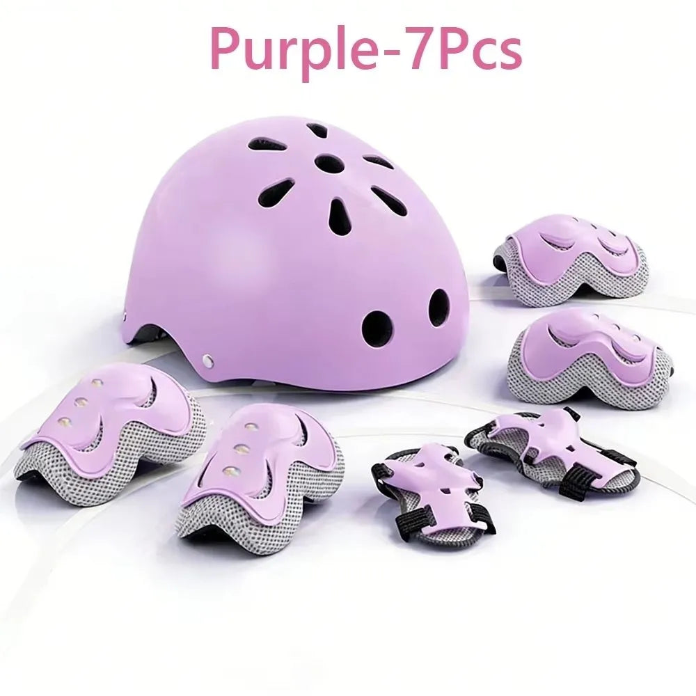 7-Piece Kids Protective Gear Set – Helmet, Knee & Elbow Pads Kids Protective Gear Nixie Purple