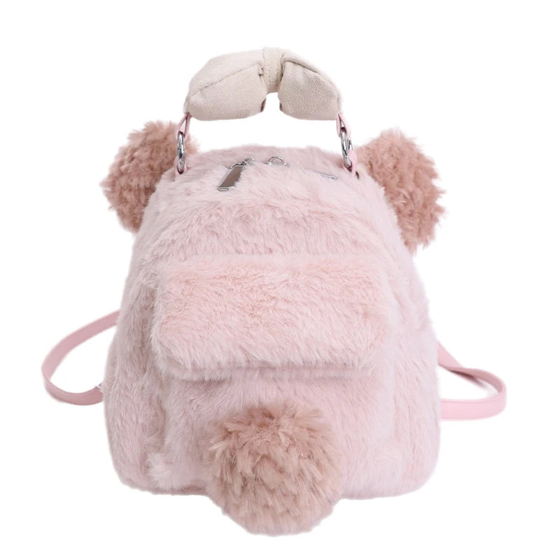 Nixie Plush Bow Backpack – Cute Women's Mini School Bag Women's Mini Backpack Nixie