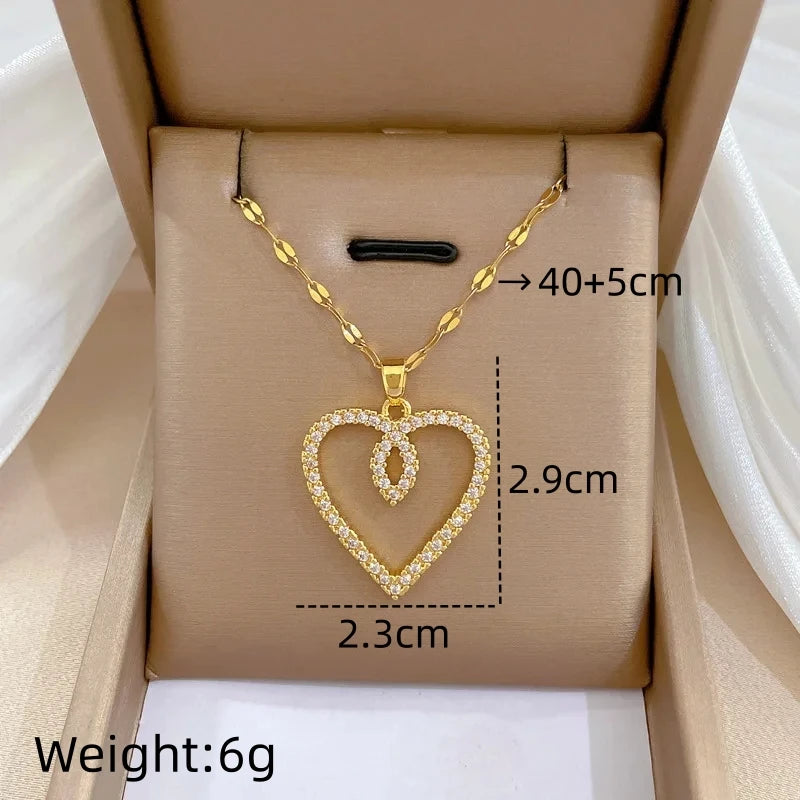 Women's Gold Heart Pendant Necklace – Minimalist Stainless Steel Pendant Necklace Nixie XL2606-575