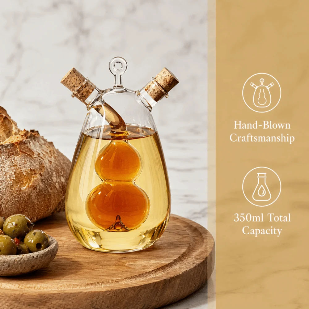 Glass 2-in-1 Olive Oil & Vinegar Dispenser Bottle 350ml Oil Vinegar Dispenser Nixie