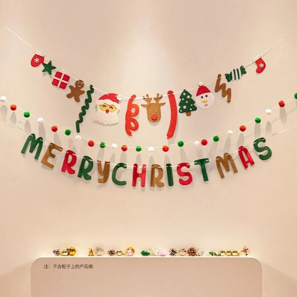 DIY Felt Christmas Banner Set with Lights & Pom-Poms Christmas Banner Set Nixie