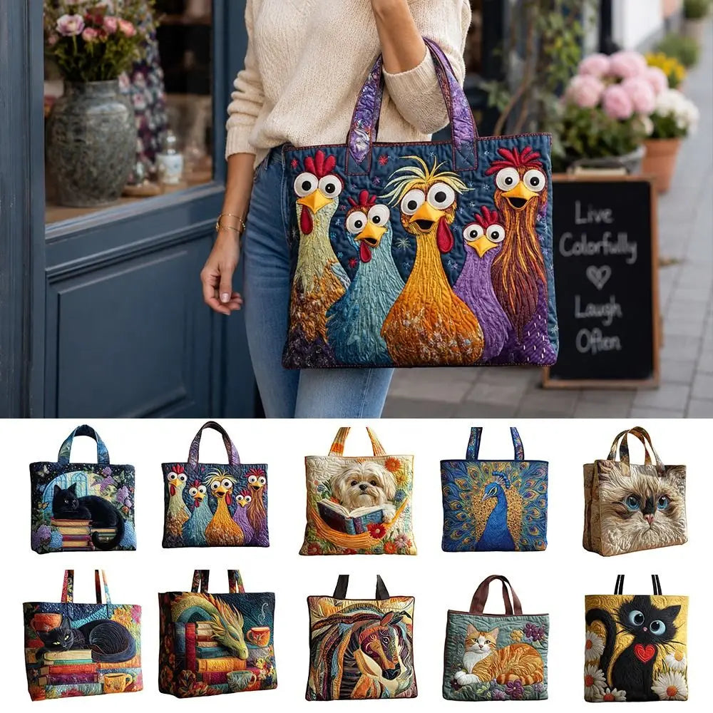 Quilted Tote Bag 3D Floral Print Large Capacity Travel Handbag Quilted Tote Bag Nixie
