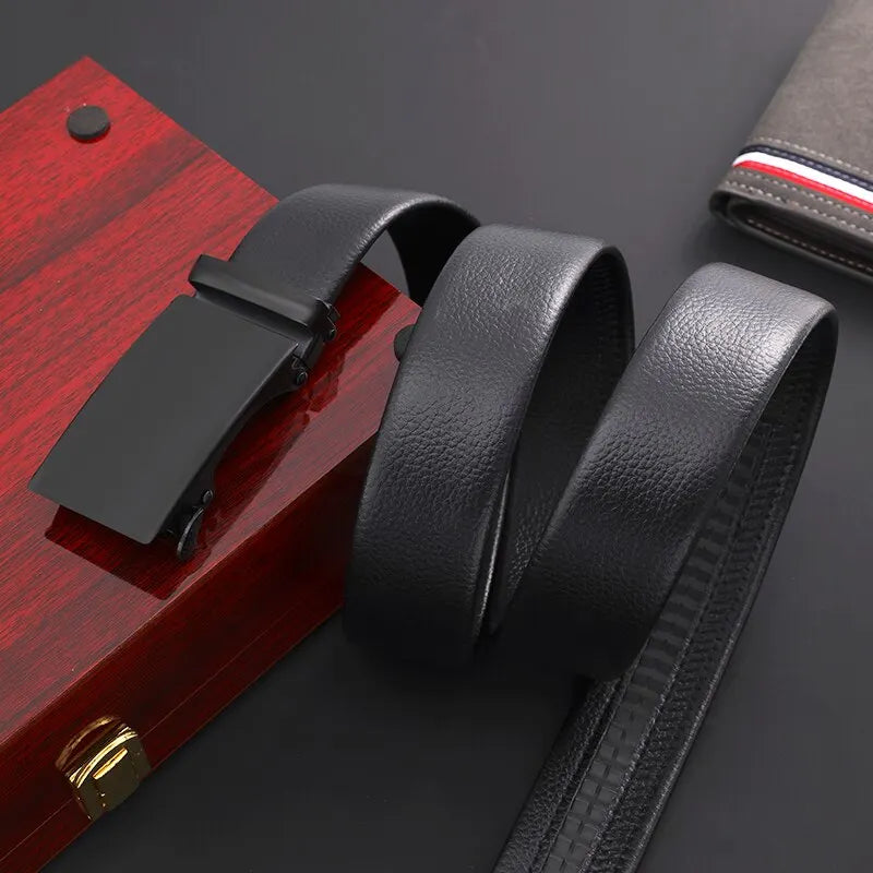 Glossy Faux Leather Business Belt – Lychee Pattern Unisex Faux Leather Belt Nixie