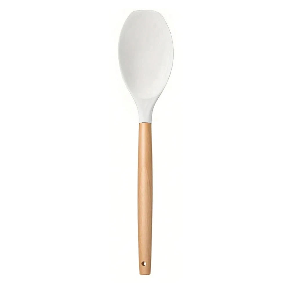 Silicone Spatulas with Wooden Handles – Non-Stick Kitchen Turner Silicone Kitchen Spatula Nixie WHITE