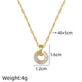 Women's Zircon Round Pendant Necklace | Gold Stainless Steel Pendant Necklace Nixie XL2606-900