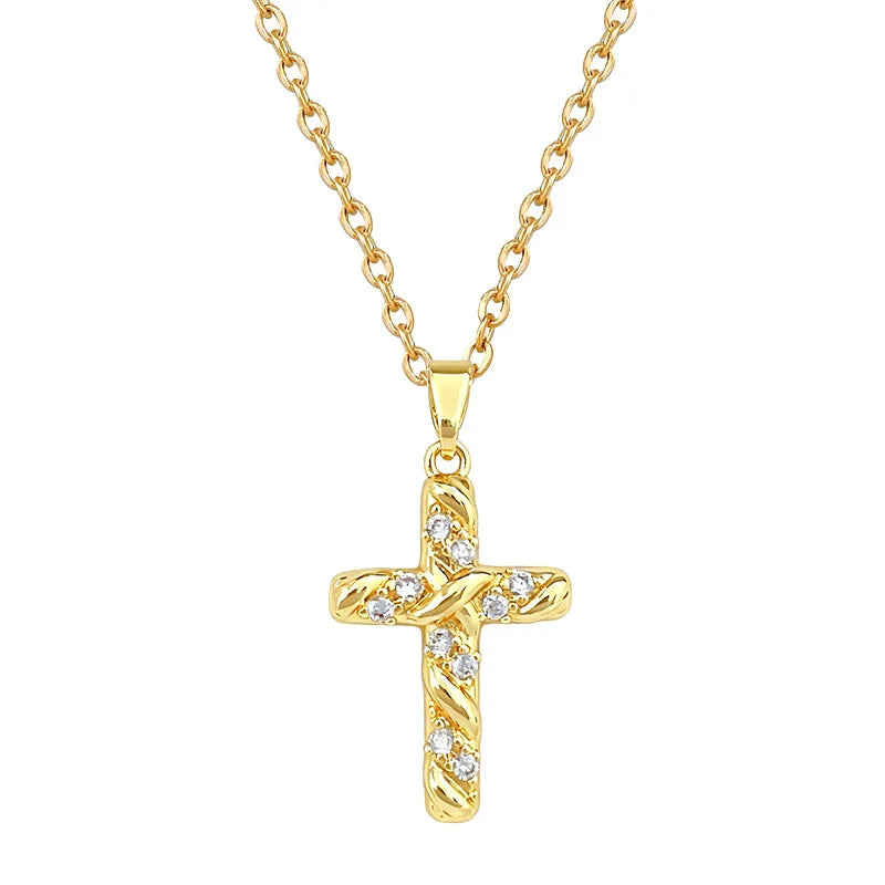 Women's Gold Cross Pendant Necklace – Stainless Steel Choker Pendant Necklace Nixie