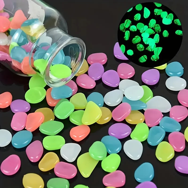 100pcs Glow in the Dark Pebbles for Garden & Flower Pot Decor Decorative Garden Pebbles Nixie