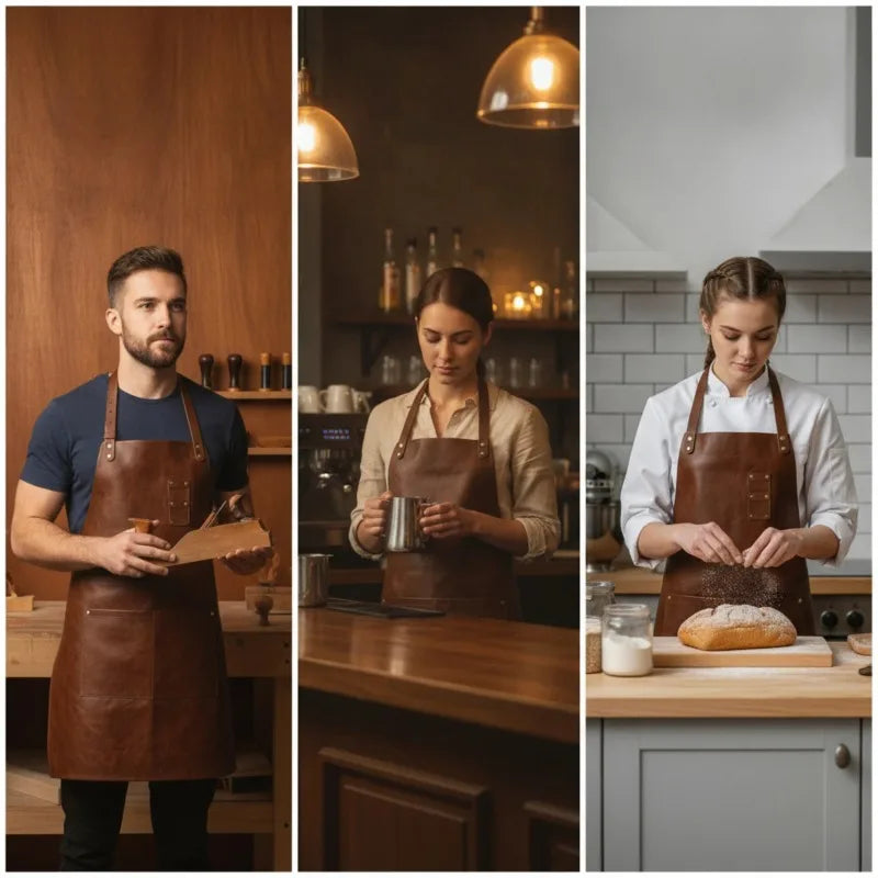 PU Leather Apron Vintage Halter Neck – Barista & Workshop