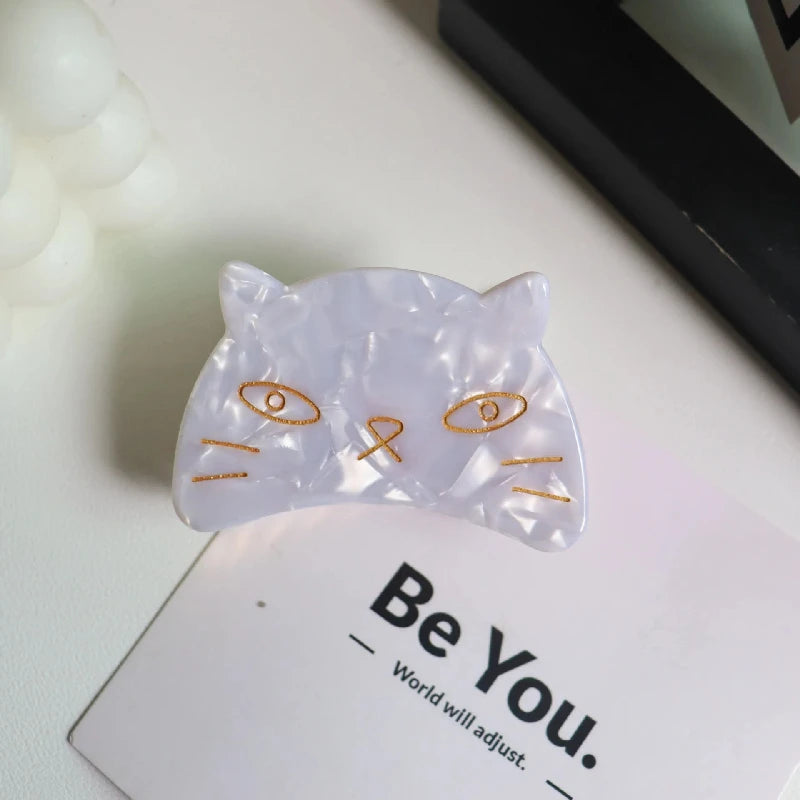 Retro Cat Head Hair Clip – Geometric Acetate Women's Claw
