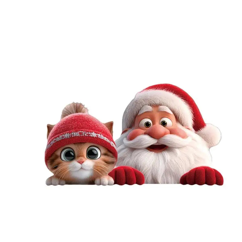 Christmas Window Static Cling Stickers – Santa, Cat & Snowflake Window Cling Stickers Nixie