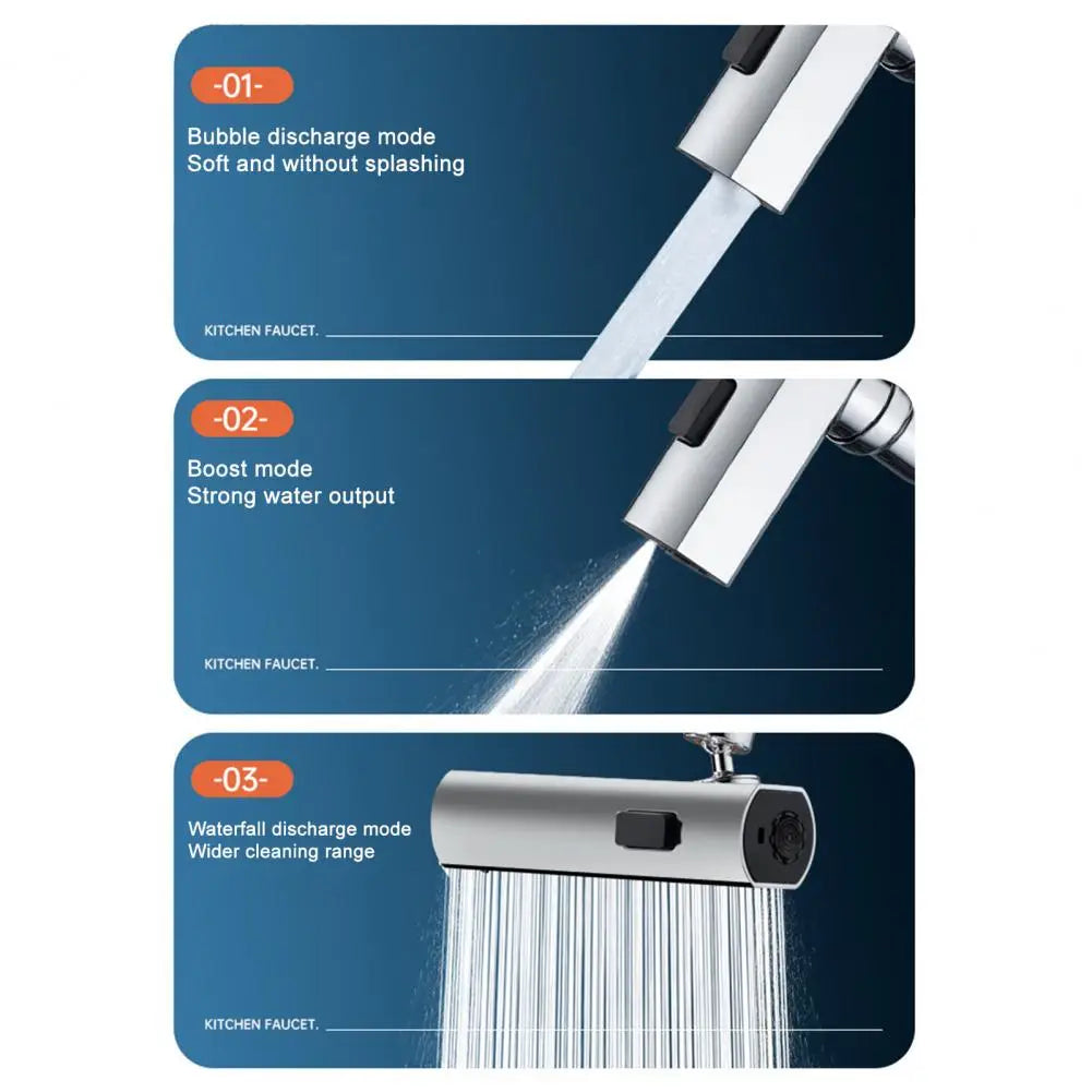 360° Rotating Waterfall Faucet Extender – ABS Kitchen Tap