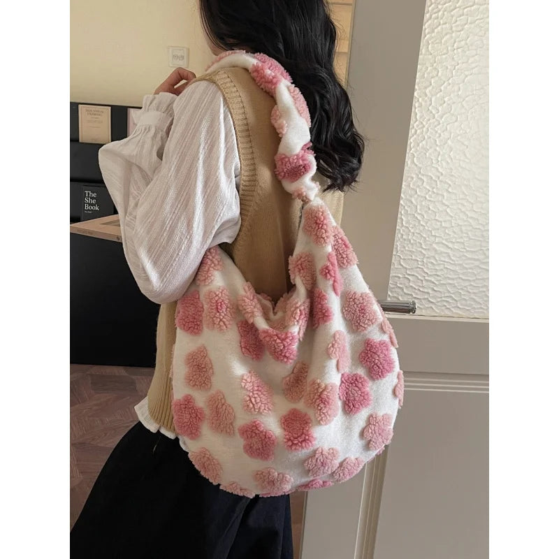 Floral Plush Dumpling Crossbody Bag – Large Capacity Women Crossbody Bag Nixie