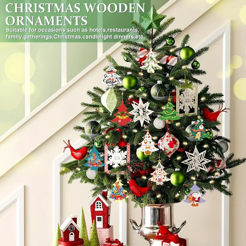 10-Pack Unfinished Wood Christmas Tree Ornaments – DIY Craft Set DIY Craft Ornament Set Nixie