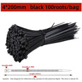 100pcs Black Cable Ties – UV Resistant Self-Locking Zip Ties Cable Ties Nixie Black 100PCS 4x200mm