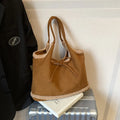 Nixie Lamb Wool Shoulder Bag – Large Capacity Women's Tote Shoulder Handbag Nixie BB-637-Brown Large Extra Large