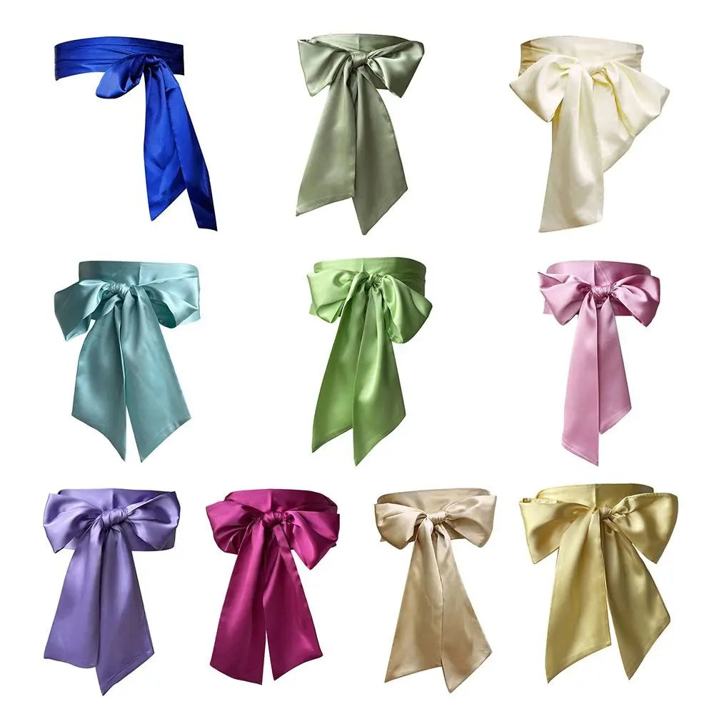 Satin Bow Corset Waist Belt – Wide Ribbon Cummerbund for Women Satin Waist Belt Nixie